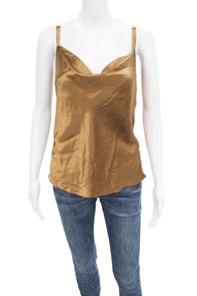 Vince Women Camisole Cowl Neck Gold 100% Naia Acetate Sleeveless Size XL