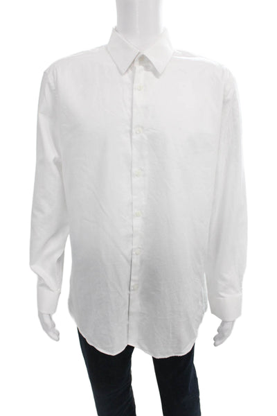 DUCHAMP Mens White Cotton Collared Dress Shirt 34/35 Sleeve Size 18