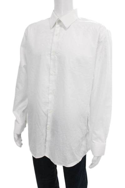 DUCHAMP Mens White Cotton Collared Dress Shirt 34/35 Sleeve Size 18