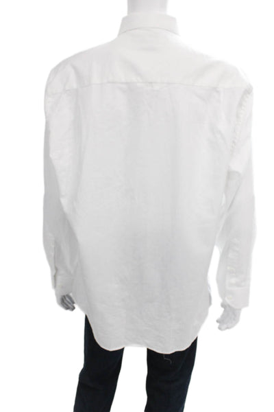 DUCHAMP Mens White Cotton Collared Dress Shirt 34/35 Sleeve Size 18