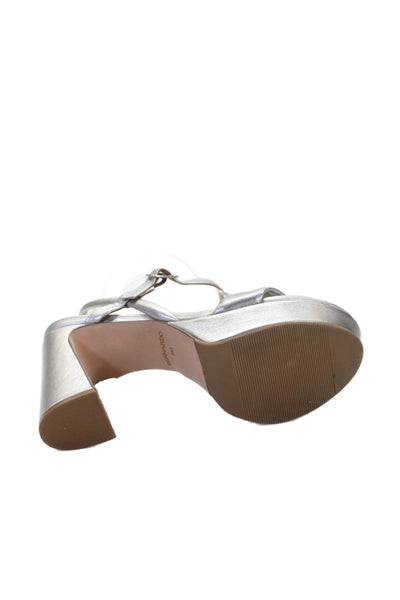 Bernando Womens Metallic Leather Ankle Strap Sandals Silver Size 8M