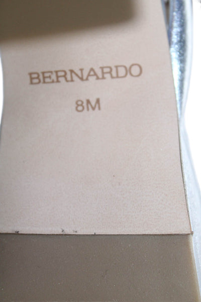 Bernando Womens Metallic Leather Ankle Strap Sandals Silver Size 8M