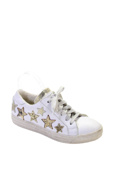 Meline Womens Leather Embellished Low Top Sneakers White Size 38 8