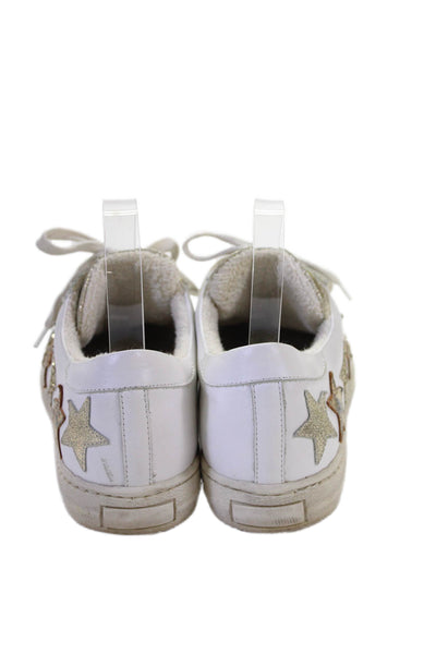Meline Womens Leather Embellished Low Top Sneakers White Size 38 8