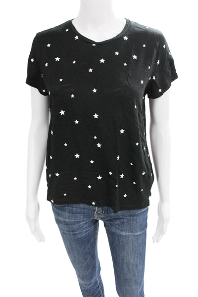 Goldie Womens Black Star Basic T-Shirt Round Neck Short Sleeve Size M