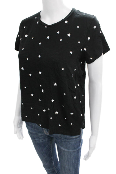 Goldie Womens Black Star Basic T-Shirt Round Neck Short Sleeve Size M