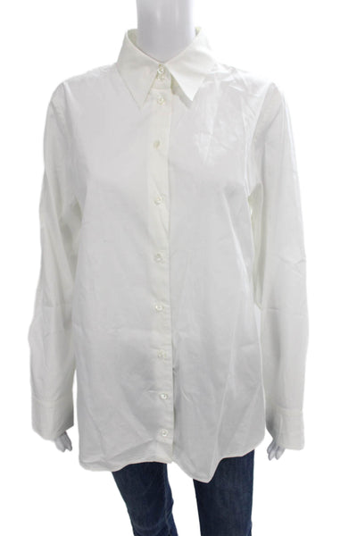Strenesse Women Collared White Button-Up Blouse Long Sleeve Size 40