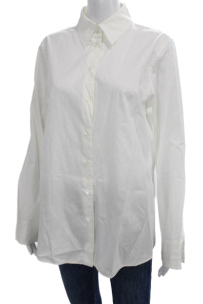 Strenesse Women Collared White Button-Up Blouse Long Sleeve Size 40