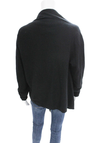 360 Cashmere Women Cardigan Sweater Black Cowl Neck Cashmere Size S