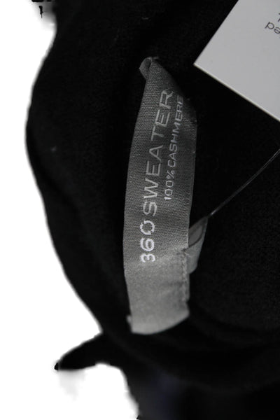 360 Cashmere Women Cardigan Sweater Black Cowl Neck Cashmere Size S