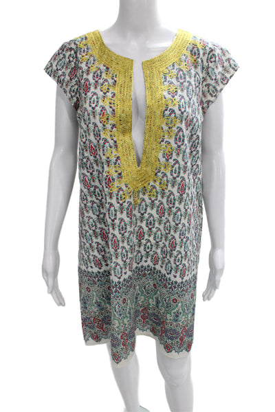 Calypso Saint Barth Womens Paisley Cotton Shift Dress V-Neck Size M