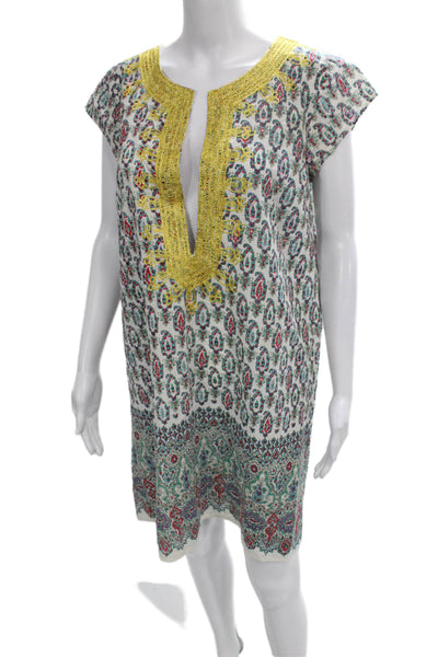 Calypso Saint Barth Womens Paisley Cotton Shift Dress V-Neck Size M