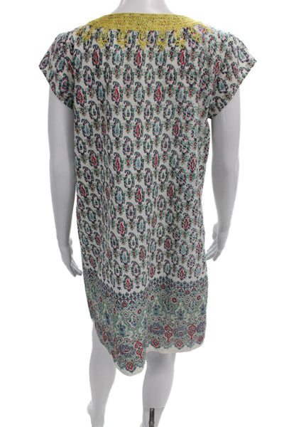 Calypso Saint Barth Womens Paisley Cotton Shift Dress V-Neck Size M
