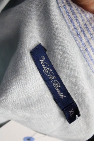 Voila Saint Barth Mens Linen Button Up Button Up Shirt Light Blue Size XL