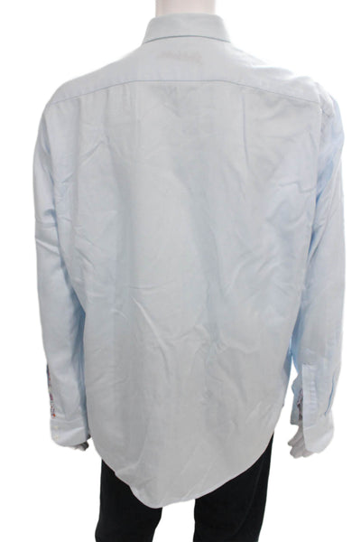 Robert Graham Mens Cotton Collared Button Up Shirt Blue Size XL