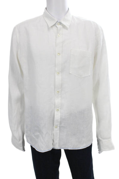 Viola St. Barth Mens Linen Long Sleeve Button Up Shirt White Size XL