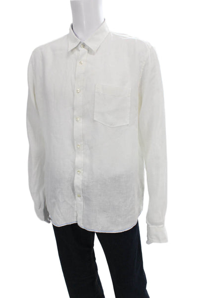 Viola St. Barth Mens Linen Long Sleeve Button Up Shirt White Size XL