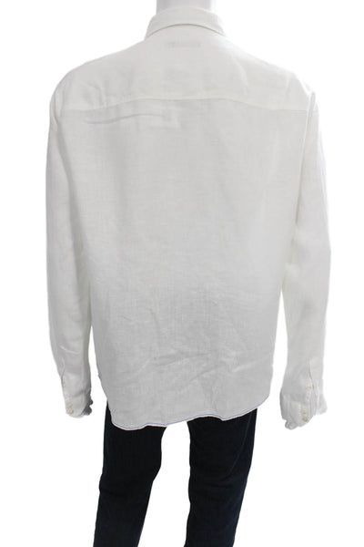 Viola St. Barth Mens Linen Long Sleeve Button Up Shirt White Size XL