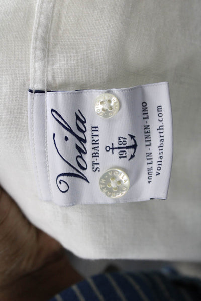 Viola St. Barth Mens Linen Long Sleeve Button Up Shirt White Size XL