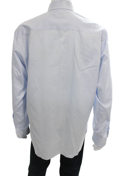 Ermenegildo Zegna Mens Cotton Long Sleeve Button Up Shirt Blue Size 42-16.5