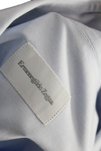 Ermenegildo Zegna Mens Cotton Long Sleeve Button Up Shirt Blue Size 42-16.5