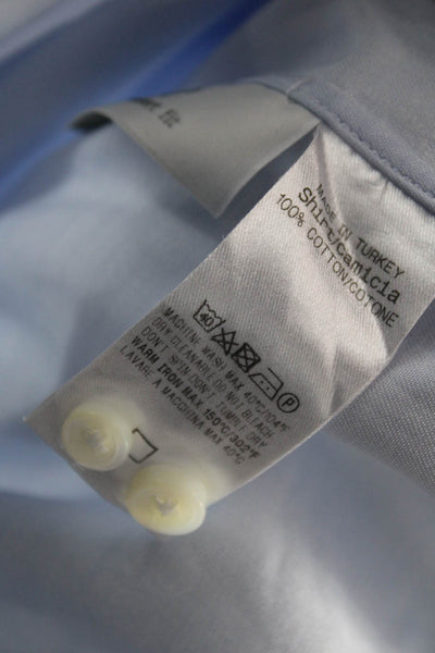 Ermenegildo Zegna Mens Cotton Long Sleeve Button Up Shirt Blue Size 42-16.5