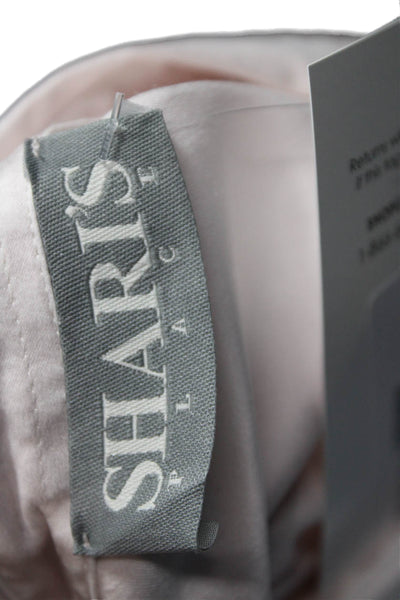 Sharis Place Womens Satin Collared Button Up Long Sleeve Pink Basic Size M