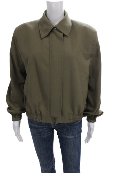 Zara Womens Bomber Jacket Green Long Sleeve Zip Size S