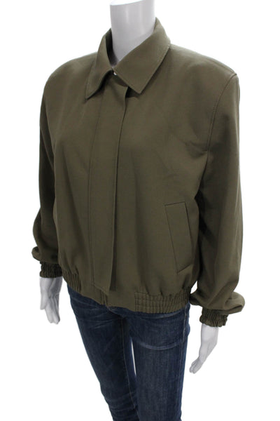 Zara Womens Bomber Jacket Green Long Sleeve Zip Size S