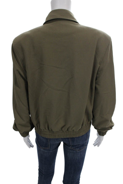 Zara Womens Bomber Jacket Green Long Sleeve Zip Size S
