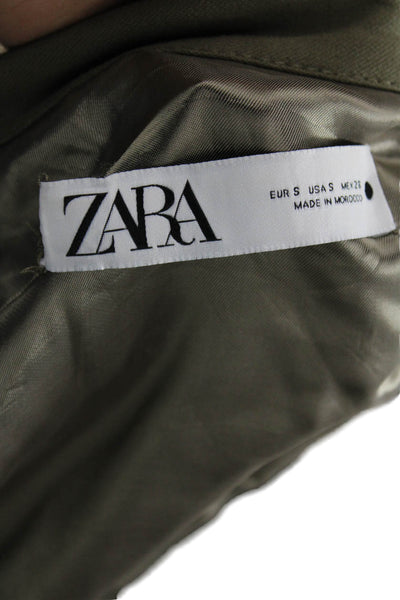 Zara Womens Bomber Jacket Green Long Sleeve Zip Size S