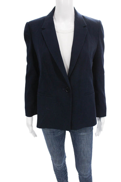 Maje Womens Blazer Blue Acetate Button Long Sleeve Solid Size 34