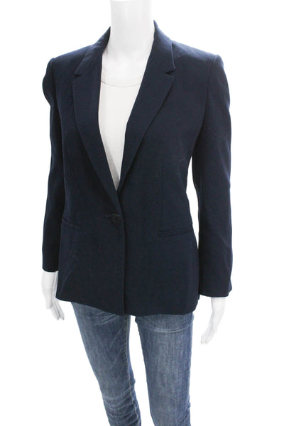 Maje Womens Blazer Blue Acetate Button Long Sleeve Solid Size 34