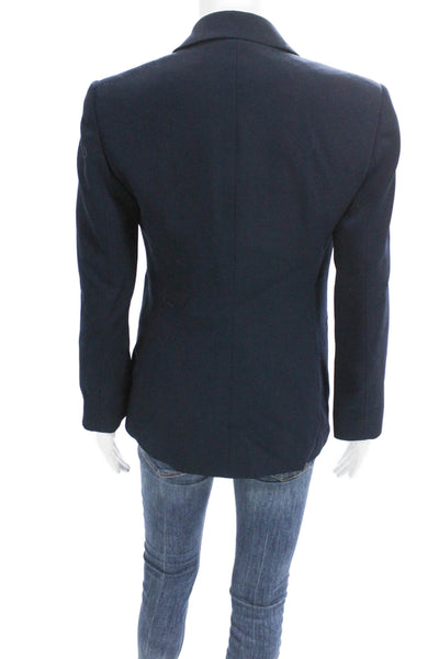 Maje Womens Blazer Blue Acetate Button Long Sleeve Solid Size 34