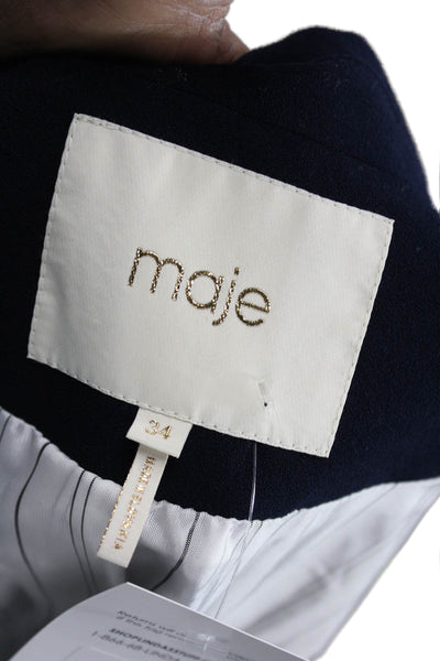 Maje Womens Blazer Blue Acetate Button Long Sleeve Solid Size 34