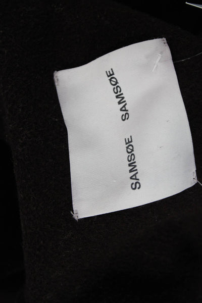 Samsoe & Samsoe Women Brown Wool Blend Collared Basic Button-Up Coat Size S