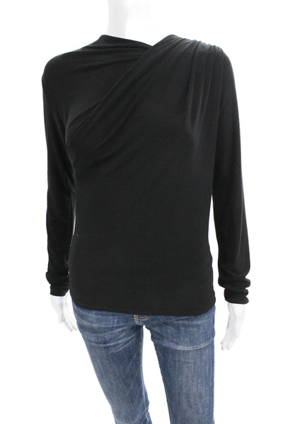 Zara Women Basic Black Cowl Neck Long Sleeve Blouse Size S