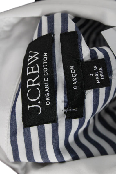 J Crew Womens Blue Striped Collared Button-Up Long Sleeve Organic Cotton Size 2