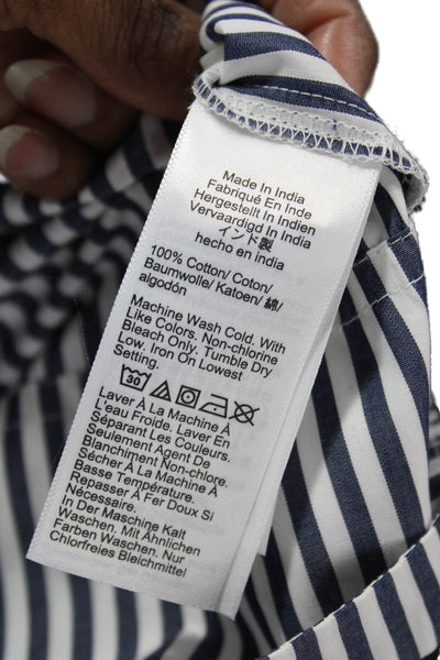 J Crew Womens Blue Striped Collared Button-Up Long Sleeve Organic Cotton Size 2