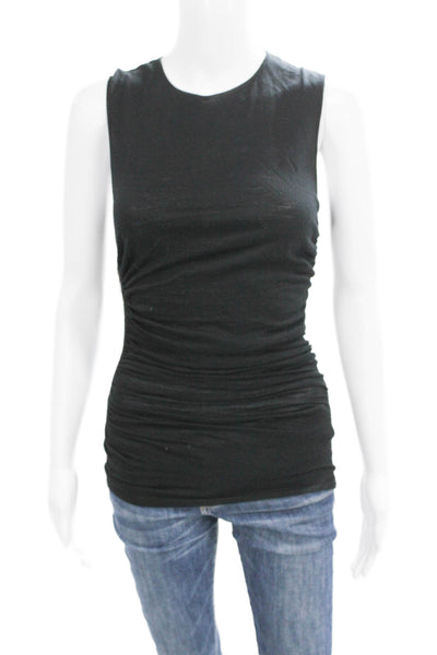 Derek Lam Womens Black Merino Wool Basic Tank Sleeveless Round Neck Size S