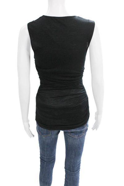 Derek Lam Womens Black Merino Wool Basic Tank Sleeveless Round Neck Size S