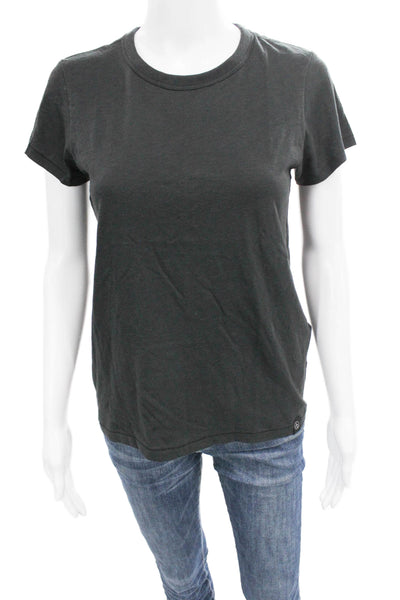 Rag & Bone Women Basic Gray Cotton Crew Neck T Shirt Short Sleeve Spring Size S