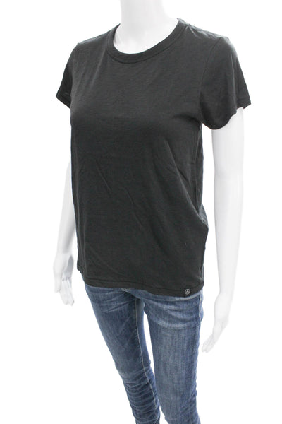 Rag & Bone Women Basic Gray Cotton Crew Neck T Shirt Short Sleeve Spring Size S