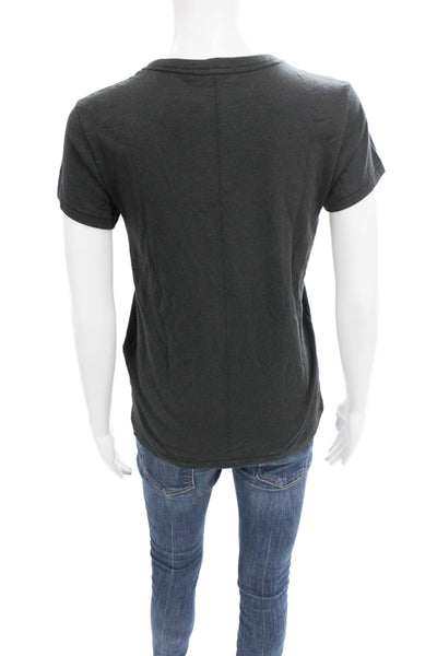 Rag & Bone Women Basic Gray Cotton Crew Neck T Shirt Short Sleeve Spring Size S