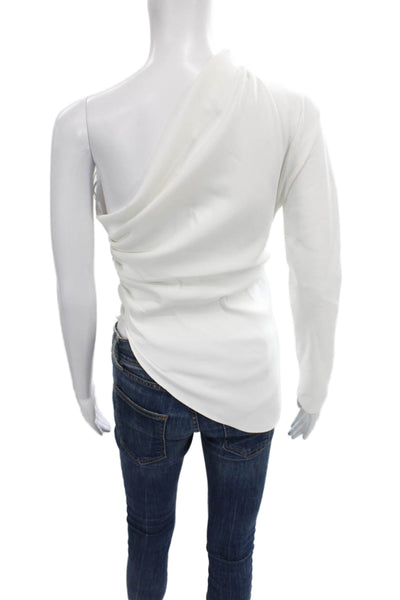Zara Women One Shoulder White Tunic Blouse Polyester Pullover Size M