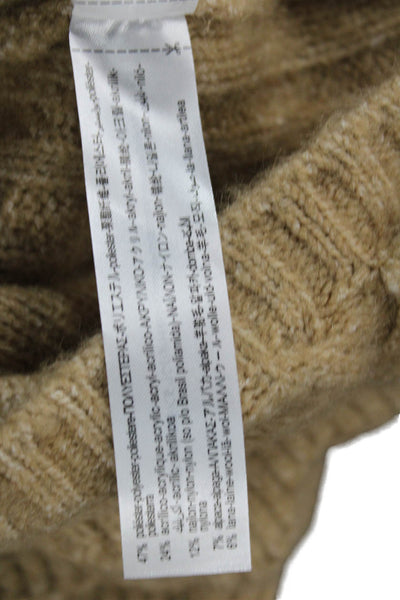Zara Women Sweater Vest V Neck Geometric Beige Sleeveless Size M