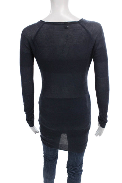 T Alexander Wang Women Tunic Blue Rayon Long Sleeve Round Neck Size XS