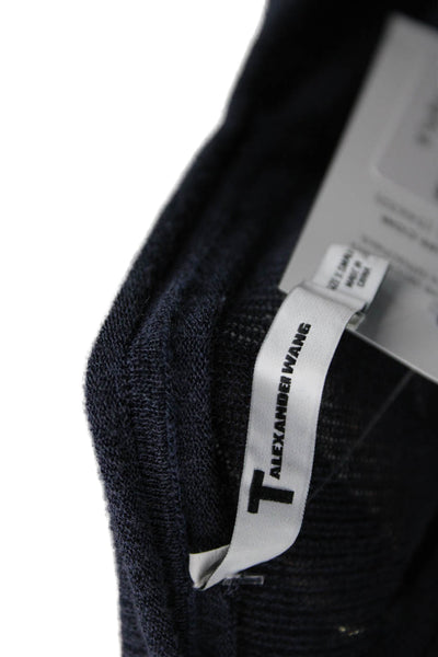 T Alexander Wang Women Tunic Blue Rayon Long Sleeve Round Neck Size XS