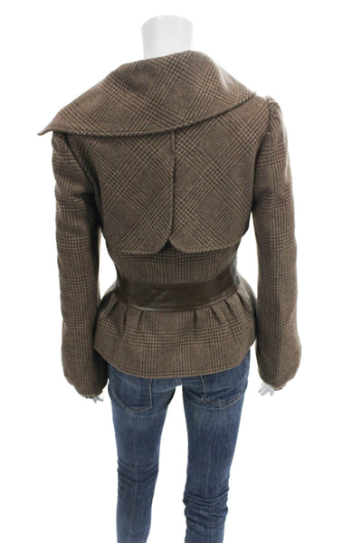 Mackage Women Basic Virgin Wool Plaid Button Jacket Long Sleeve Size S