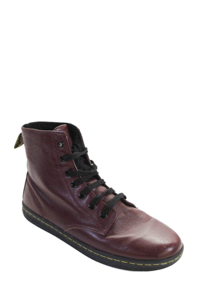 Dr. Martens Womens Leather High Top Sneakers Burgundy Size 10